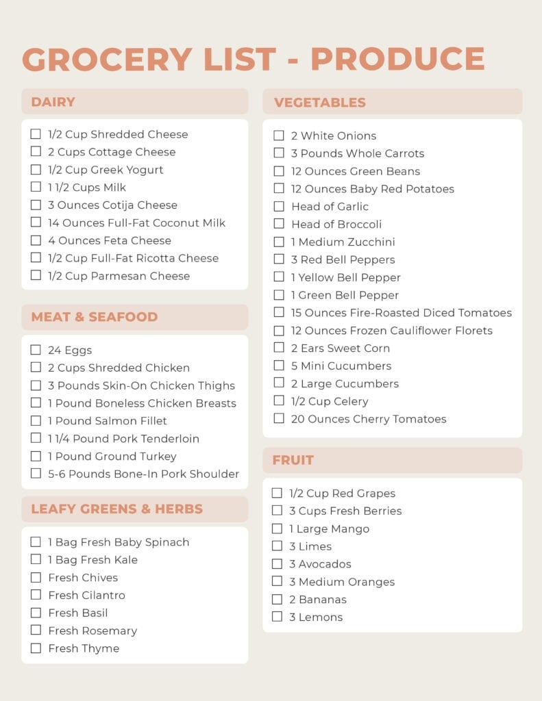 7 day high-protein meal plan (with grocery list)